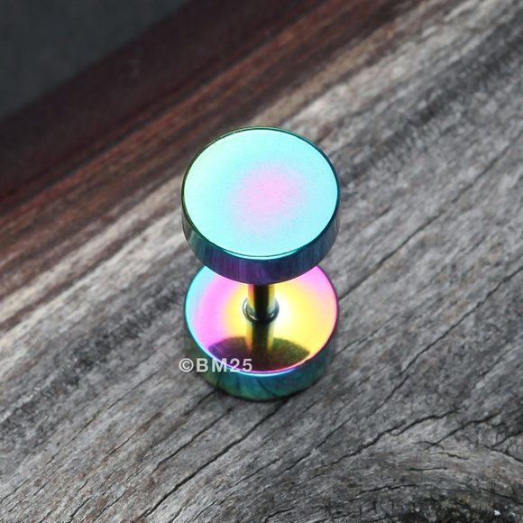 Colorline Steel Plate Cartilage Tragus Earring - Rainbow - Picture 2 of 2